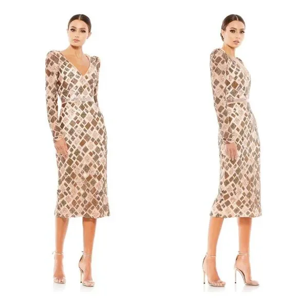 - NWT Mac Duggal GEO EMBELLISHED MIDI SHEATH DRESS size 8 $498. H - Picture 1 of 13